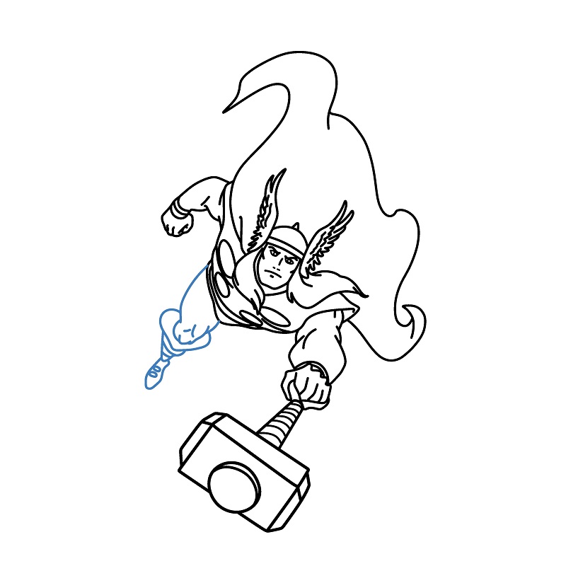 Hướng dẫn vẽ thần sấm thor đang bay. - Bước 9