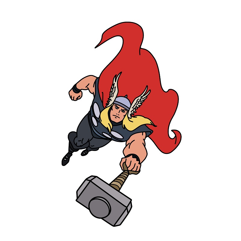 Hướng dẫn vẽ thần sấm thor đang bay.