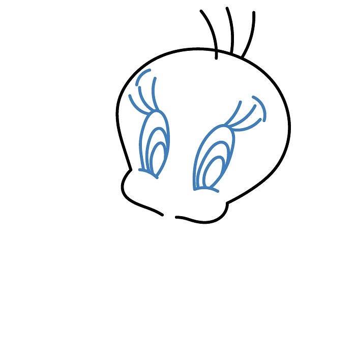 Hướng dân vẽ Tweety đang ngồi. - Bước 3