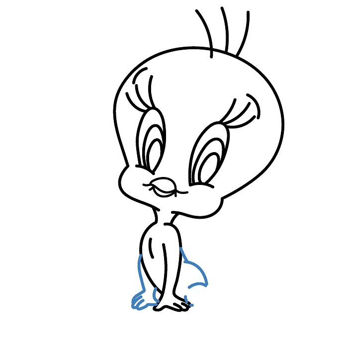 Hướng dân vẽ Tweety đang ngồi. - Bước 6