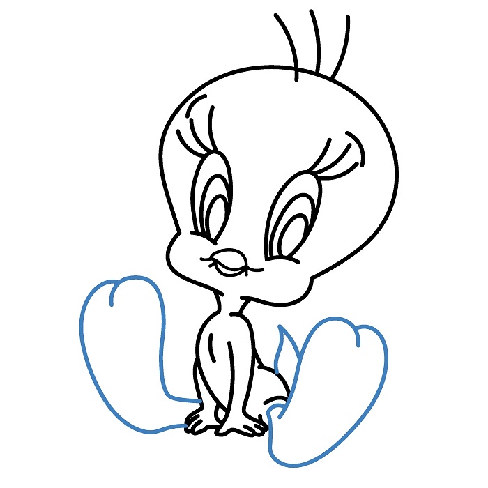 Hướng dân vẽ Tweety đang ngồi. - Bước 7