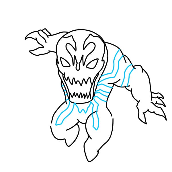 Hướng dẫn vẽ Venom siêu ngầu - Bước 6