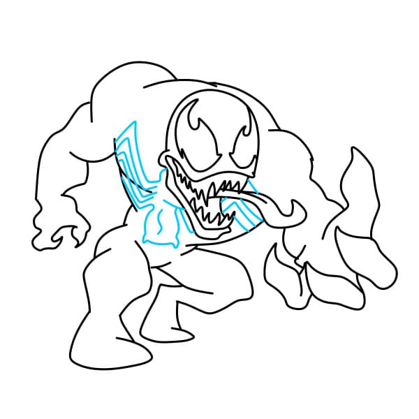 Hướng dẫn vẽ nhân vật Venom siêu ngầu - Bước 5