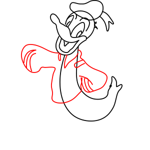 Hướng dẫn cách vẽ vịt Donald vui vẻ và đáng yêu chi tiết từng bước cho bé - Bước 7