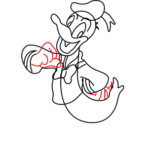 Hướng dẫn cách vẽ vịt Donald vui vẻ và đáng yêu chi tiết từng bước cho bé - Bước 8