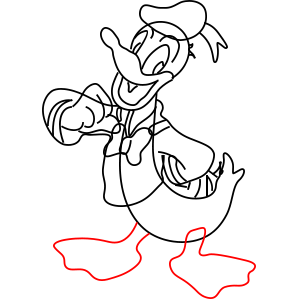 Hướng dẫn cách vẽ vịt Donald vui vẻ và đáng yêu chi tiết từng bước cho bé - Bước 9