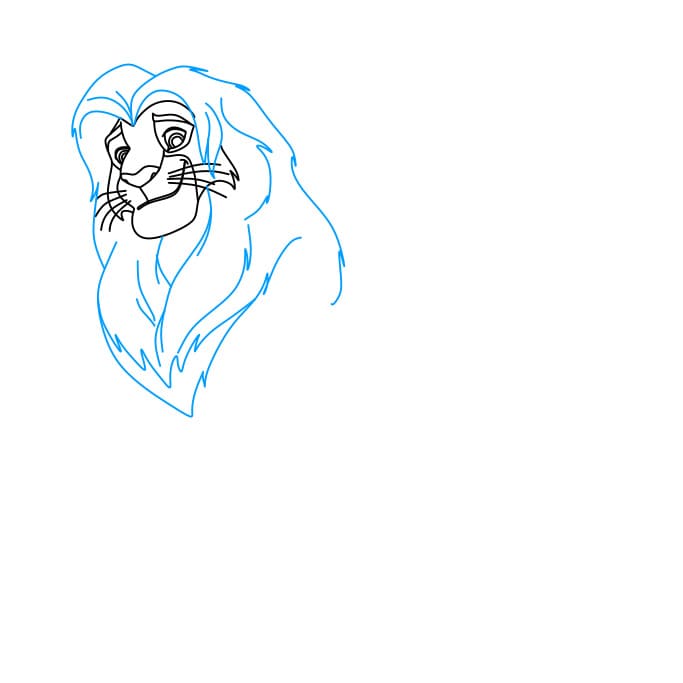 Hướng dẫn vẽ vua sư tử Simba oai phong cho bé - Bước 3