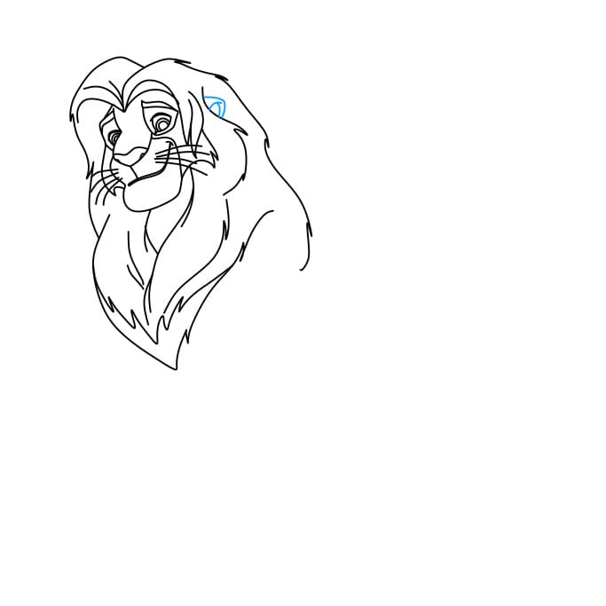 Hướng dẫn vẽ vua sư tử Simba oai phong cho bé - Bước 4