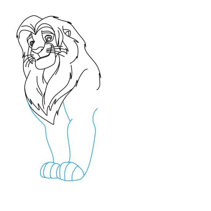 Hướng dẫn vẽ vua sư tử Simba oai phong cho bé - Bước 5