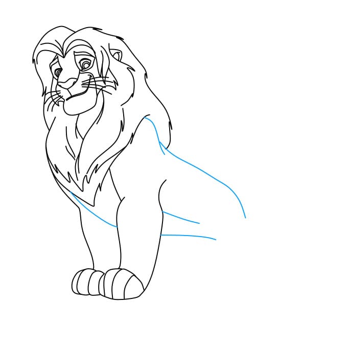 Hướng dẫn vẽ vua sư tử Simba oai phong cho bé - Bước 6