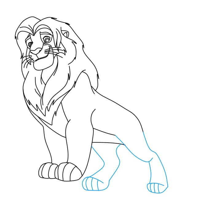 Hướng dẫn vẽ vua sư tử Simba oai phong cho bé - Bước 7