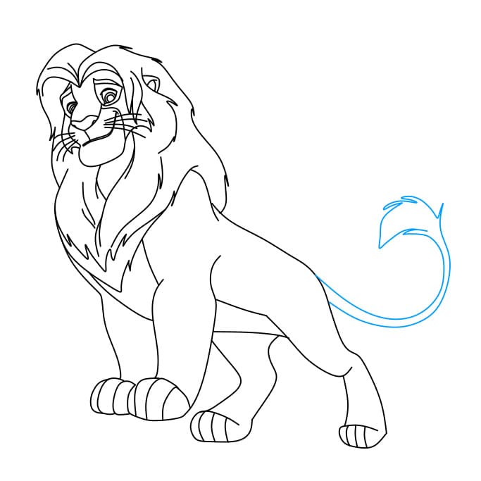 Hướng dẫn vẽ vua sư tử Simba oai phong cho bé - Bước 8