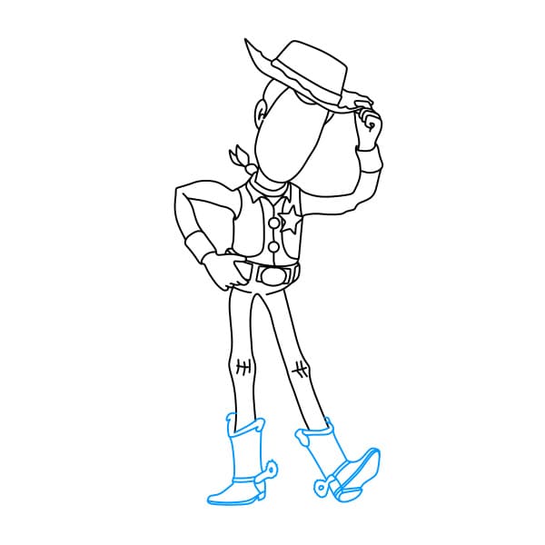 Hướng dẫn vẽ Woody (Một nhân vật trong phim hoạt hình Tou Story) đơn giản và đẹp cho bé - Bước 7