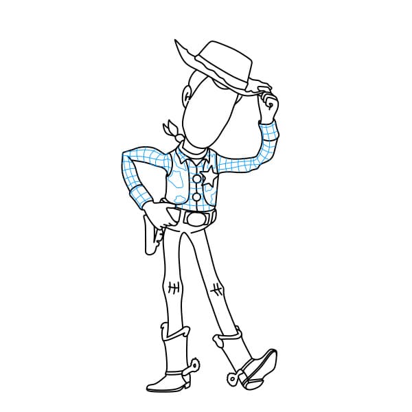 Hướng dẫn vẽ Woody (Một nhân vật trong phim hoạt hình Tou Story) đơn giản và đẹp cho bé - Bước 9