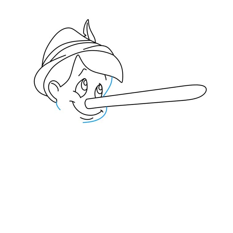 Hướng dẫn cách vẽ cậu bé người gỗ ( Pinocchio) đơn giản và đáng yêu cho bé - Bước 4