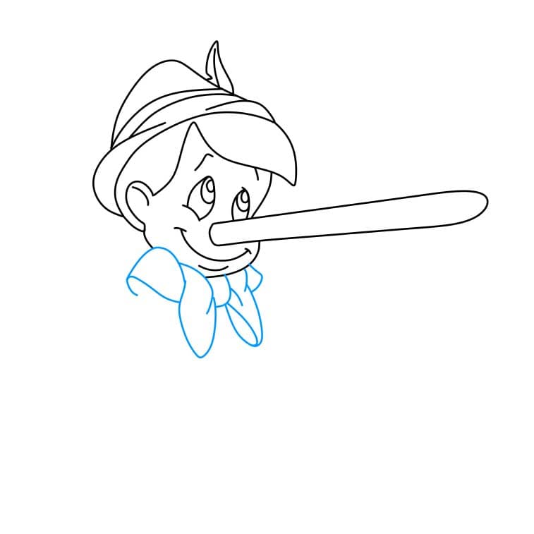 Hướng dẫn cách vẽ cậu bé người gỗ ( Pinocchio) đơn giản và đáng yêu cho bé - Bước 5