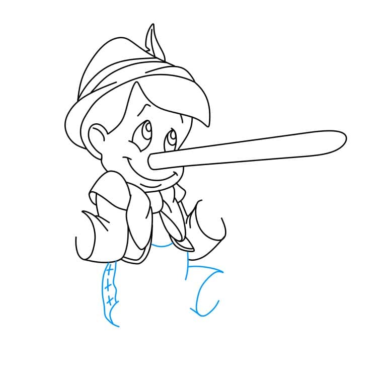 Hướng dẫn cách vẽ cậu bé người gỗ ( Pinocchio) đơn giản và đáng yêu cho bé - Bước 6