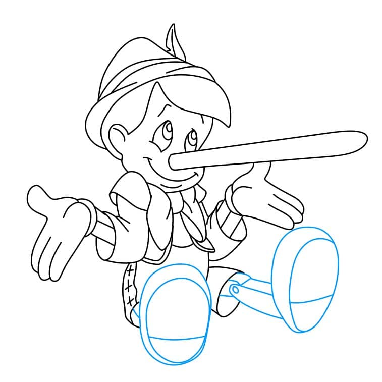 Hướng dẫn cách vẽ cậu bé người gỗ ( Pinocchio) đơn giản và đáng yêu cho bé - Bước 8