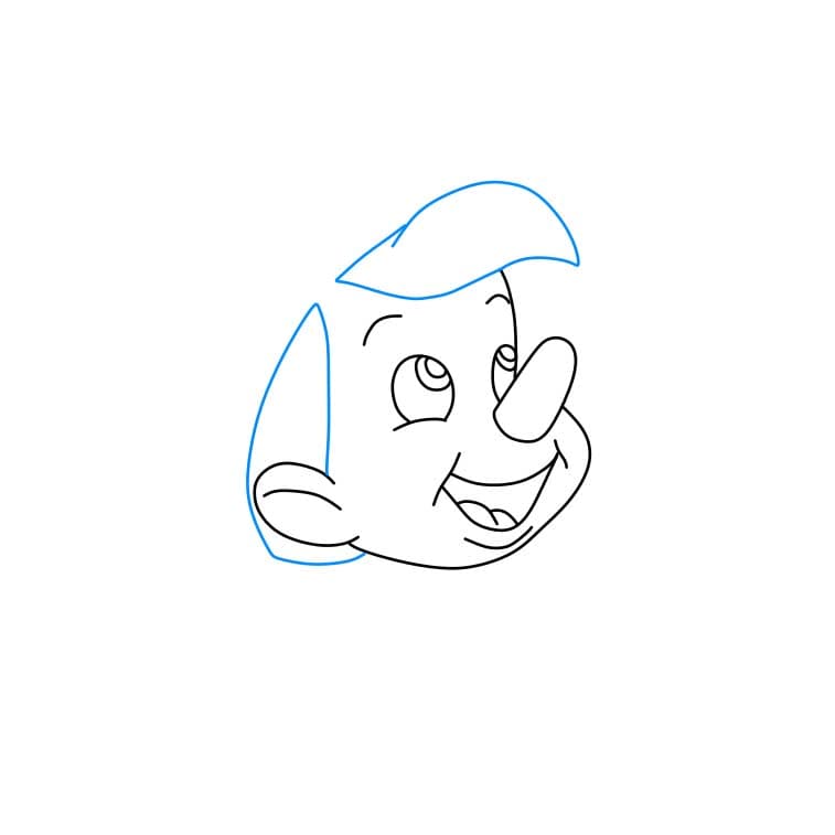 Hướng dẫn cách vẽ cậu bé người gỗ ( Pinocchio) đơn giản cho bé - Bước 3