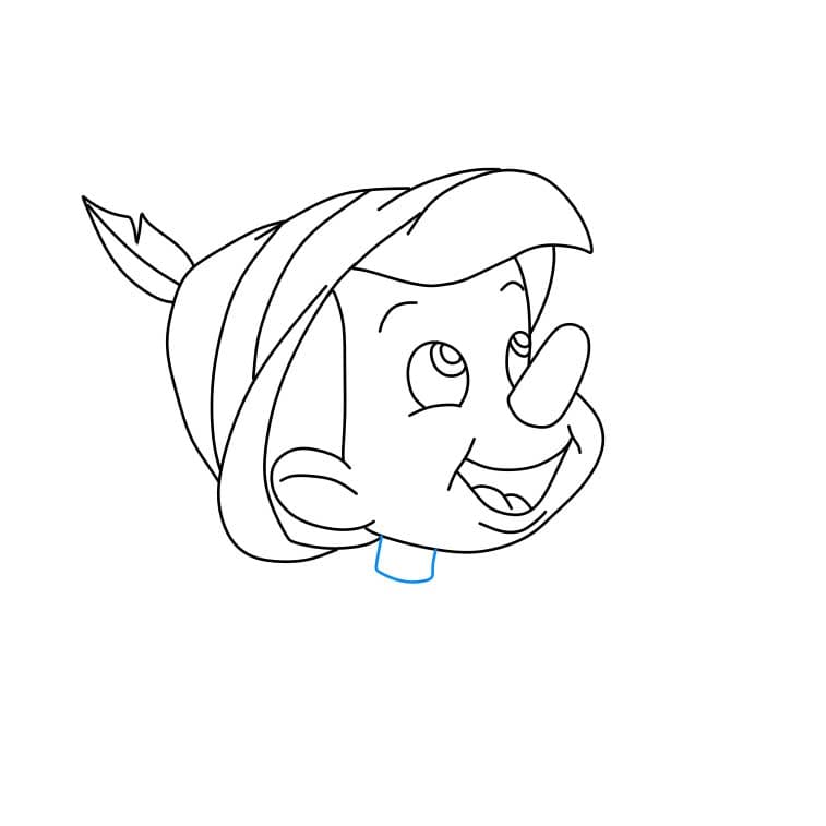 Hướng dẫn cách vẽ cậu bé người gỗ ( Pinocchio) đơn giản cho bé - Bước 5