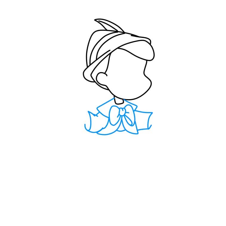 Hướng dẫn cách vẽ cậu bé người gỗ ( Pinocchio) đơn giản cho bé - Bước 4