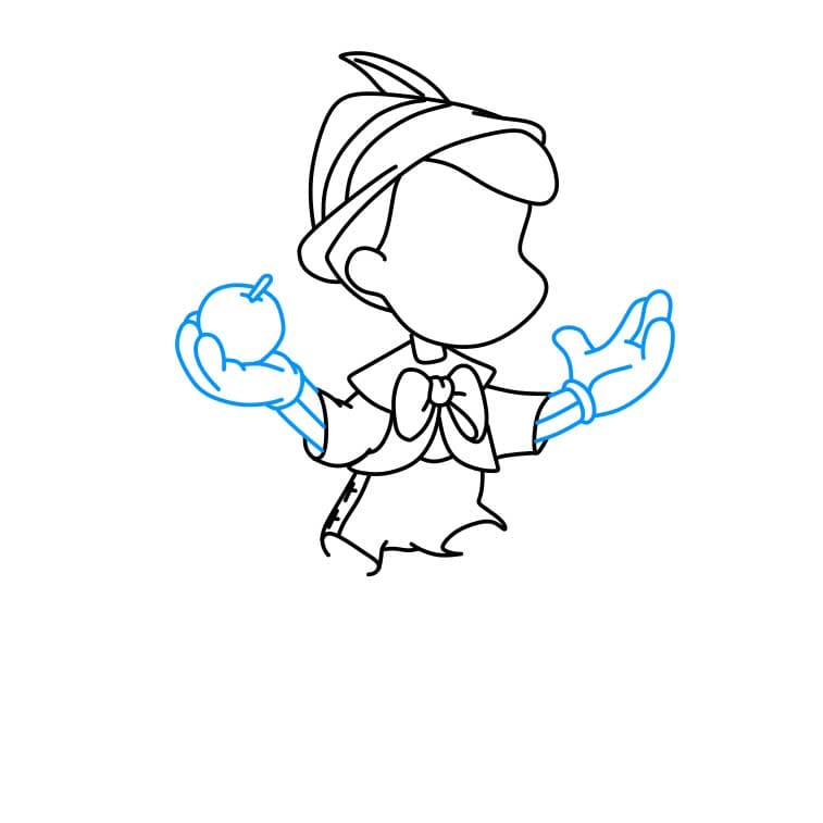 Hướng dẫn cách vẽ cậu bé người gỗ ( Pinocchio) đơn giản cho bé - Bước 5