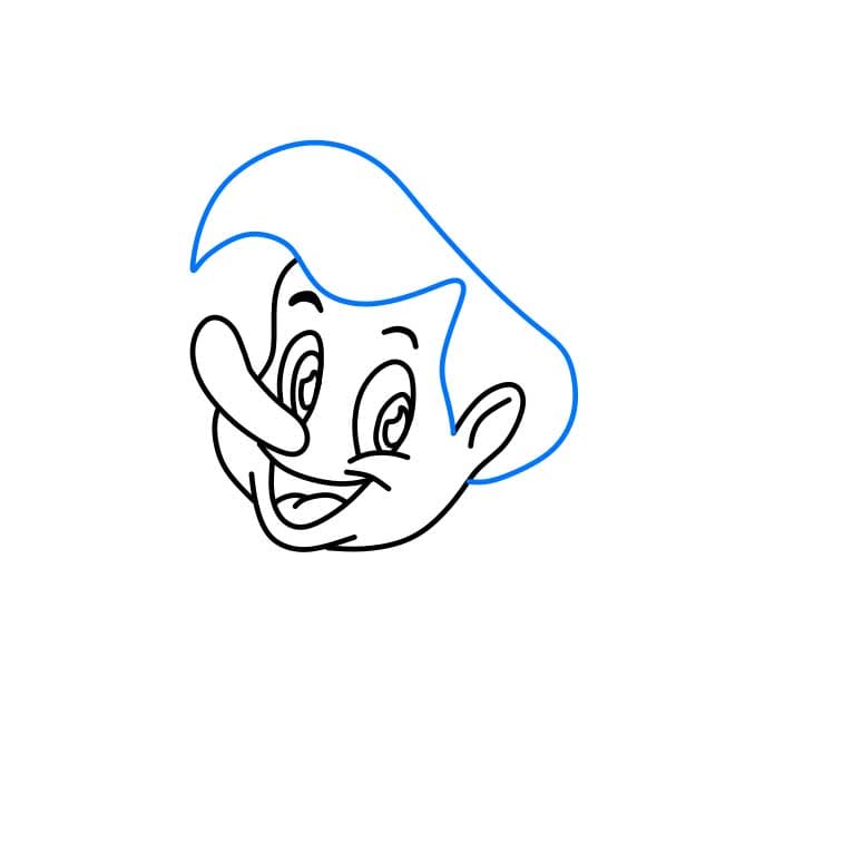 Hướng dẫn cách vẽ cậu bé người gỗ ( Pinocchio) đáng yêu - Bước 3