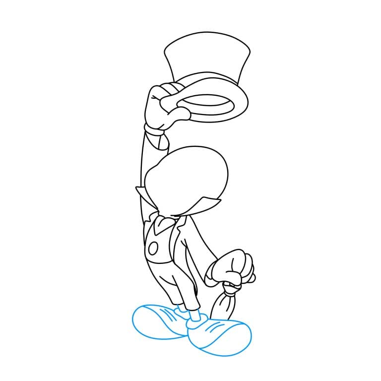 Hướng dẫn cách vẽ chú dế Jiminy đơn giản và đẹp cho bé - Bước 5