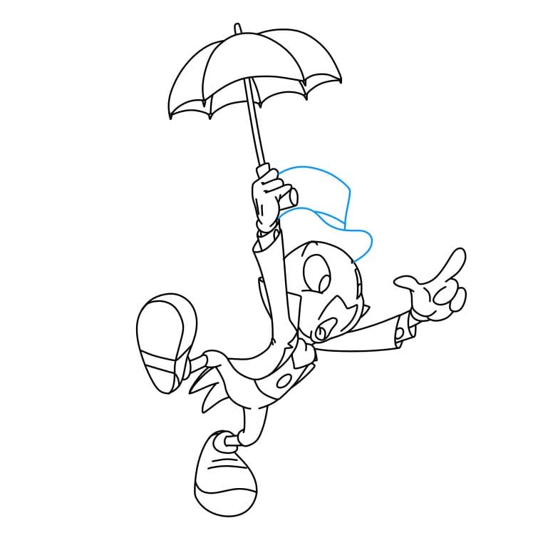 Hướng dẫn cách vẽ chú dế Jiminy đơn giản và đẹp cho bé - Bước 6