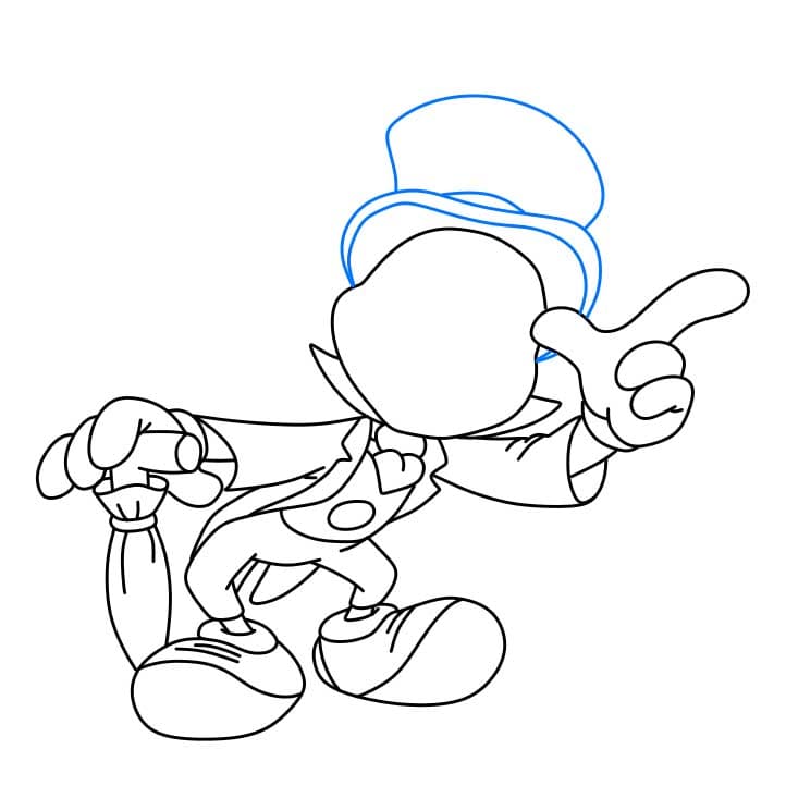 Hướng dẫn cách vẽ chú dế Jiminy đơn giản và đẹp cho bé - Bước 6