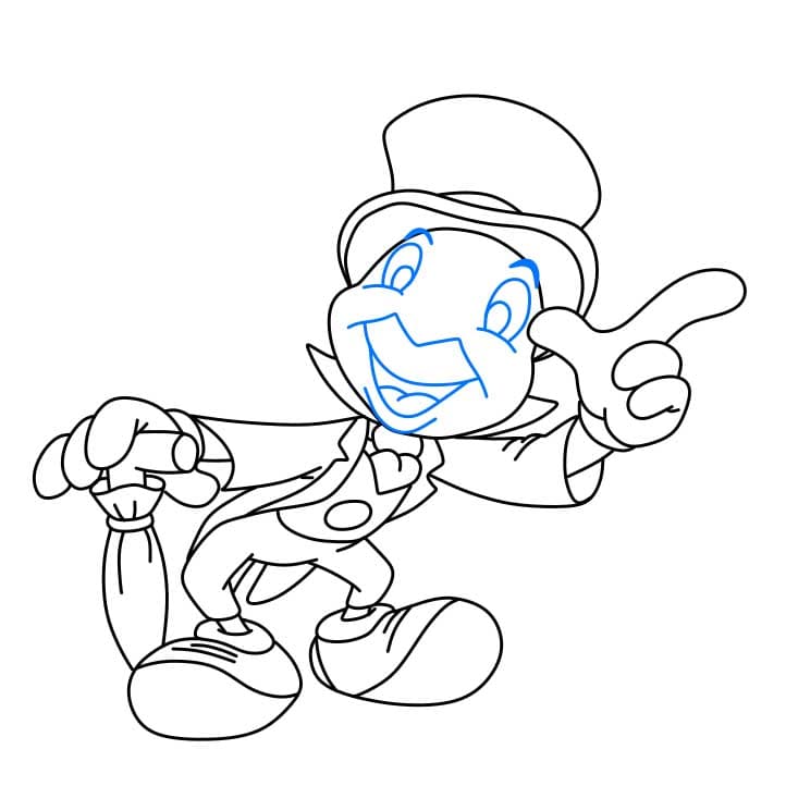 Hướng dẫn cách vẽ chú dế Jiminy đơn giản và đẹp cho bé - Bước 7