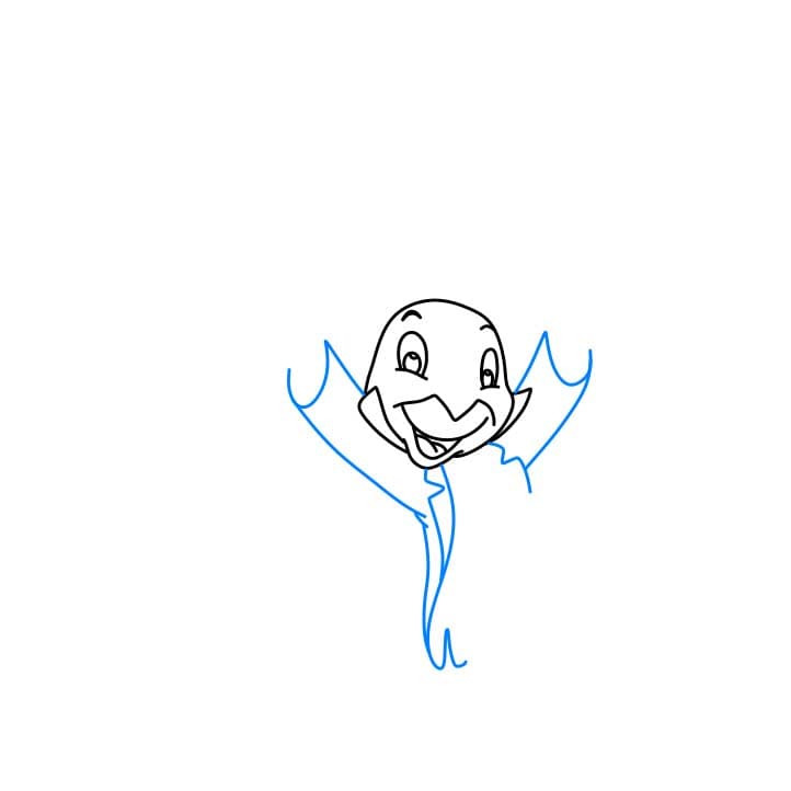 Hướng dẫn cách vẽ chú dế Jiminy đang cầm ô đơn giản cho bé - Bước 4