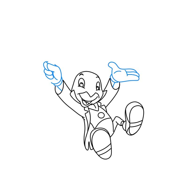 Hướng dẫn cách vẽ chú dế Jiminy đang cầm ô đơn giản cho bé - Bước 6