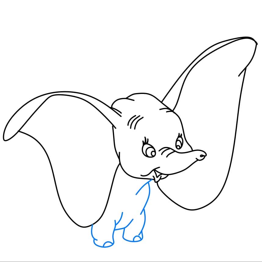 Hướng dẫn cách vẽ Dumbo màu tím đang vui vẻ - Bước 4