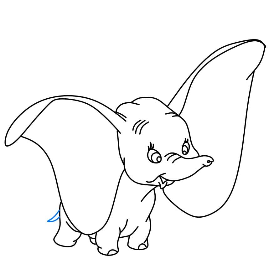 Hướng dẫn cách vẽ Dumbo màu tím đang vui vẻ - Bước 5