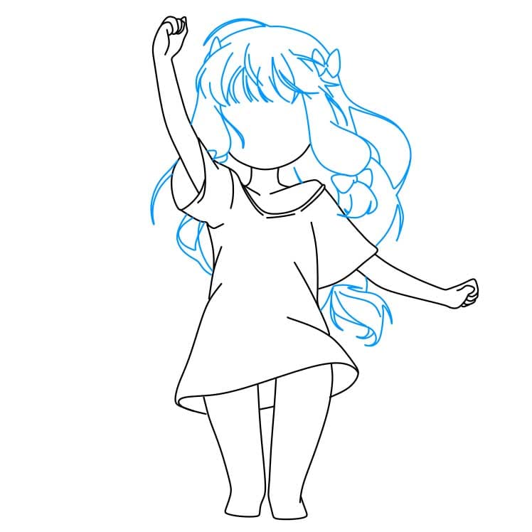 Hướng dẫn cách vẽ cô gái Anime đơn giản và dễ thương - Bước 4