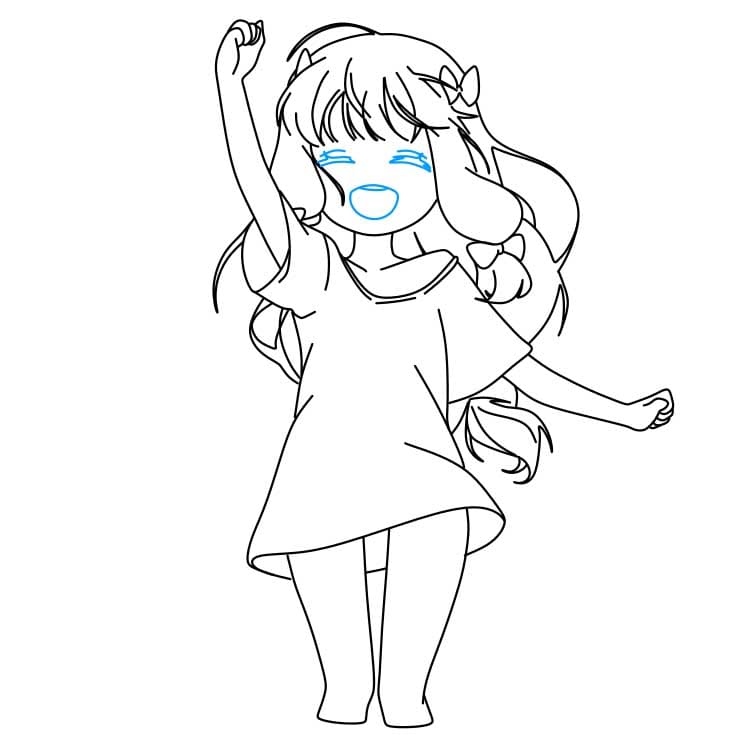 Hướng dẫn cách vẽ cô gái Anime đơn giản và dễ thương - Bước 5