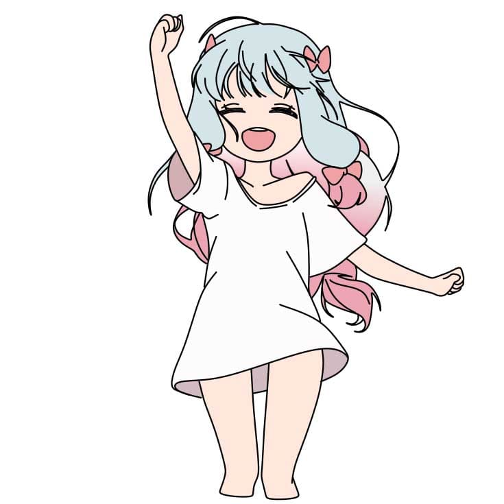 Hướng dẫn cách vẽ cô gái Anime đơn giản và dễ thương - Bước 6