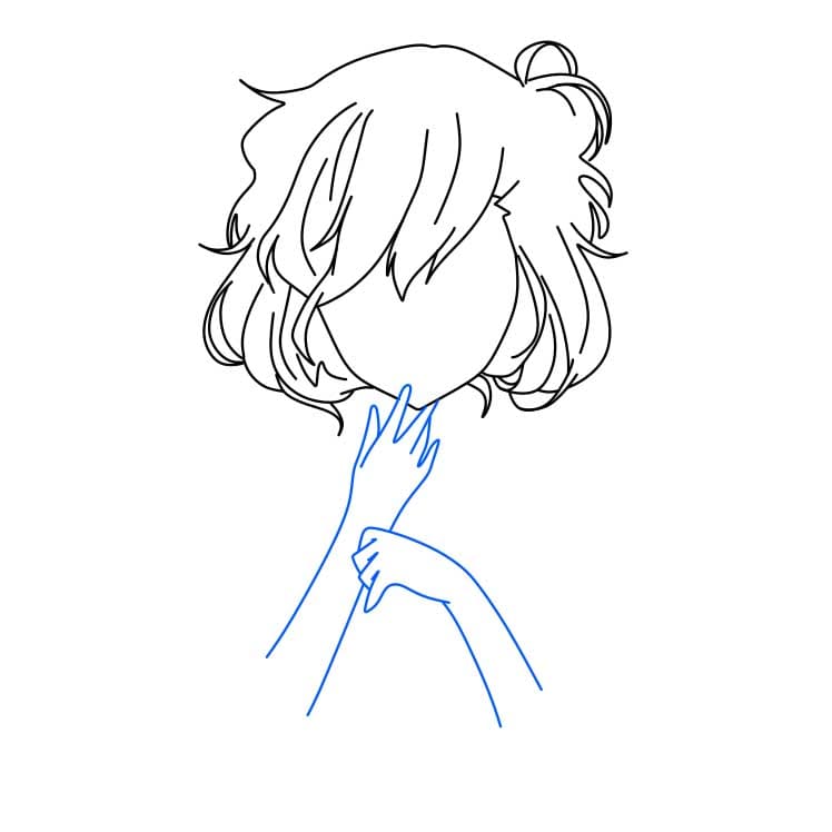 Hướng dẫn cách vẽ cô gái Anime chi tiết từng bước cho bé - Bước 3