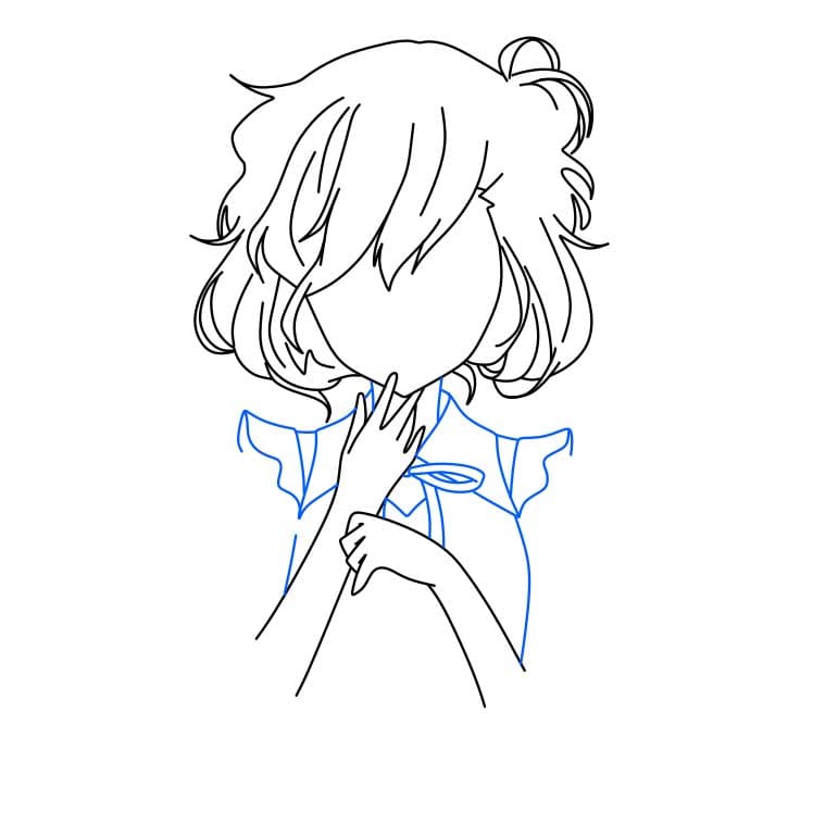 Hướng dẫn cách vẽ cô gái Anime chi tiết từng bước cho bé - Bước 4