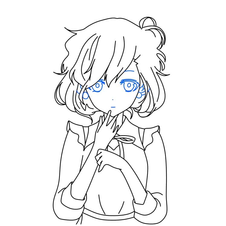 Hướng dẫn cách vẽ cô gái Anime chi tiết từng bước cho bé - Bước 5