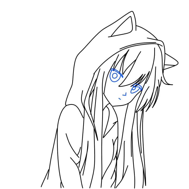 Hướng dẫn vẽ cô gái Anime đơn giản dễ thương - Bước 4