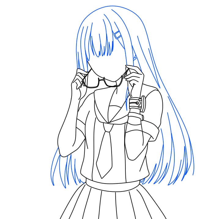 Hướng dẫn vẽ cô gái Anime xinh đẹp cho bé - Bước 5