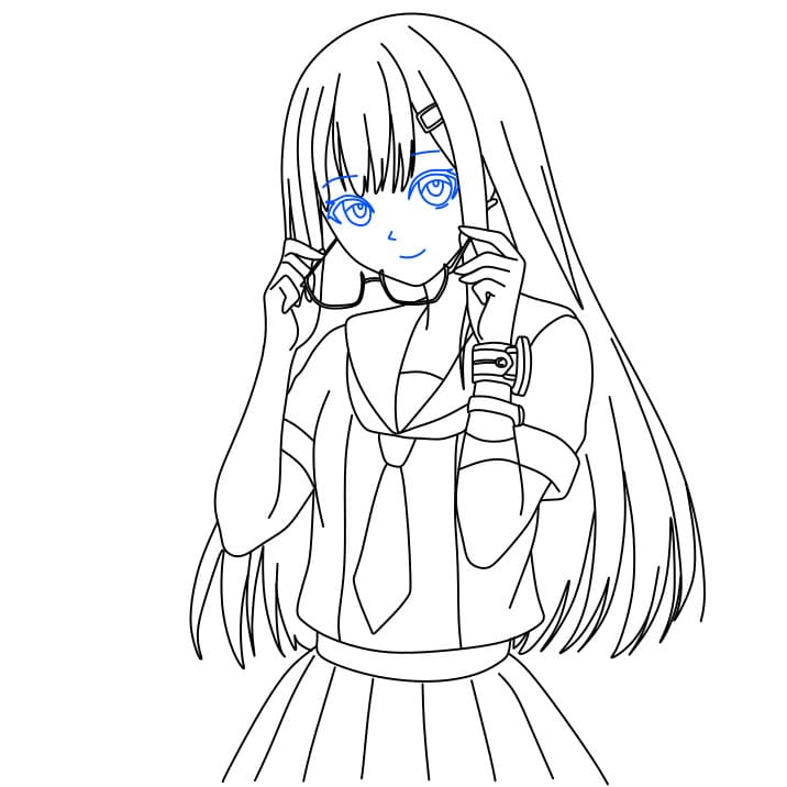 Hướng dẫn vẽ cô gái Anime xinh đẹp cho bé - Bước 6