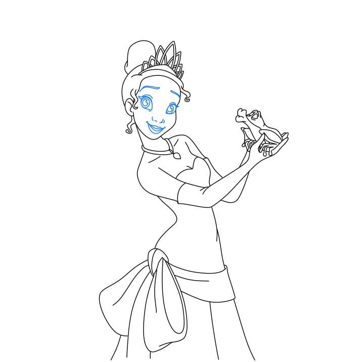 Hướng dẫn cách vẽ công chúa Tiana đơn giản - Bước 6