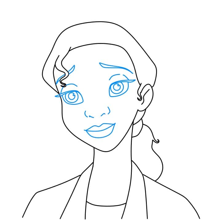 Hướng dẫn cách vẽ công chúa Tiana chi tiết từng bước cho bé - Bước 5