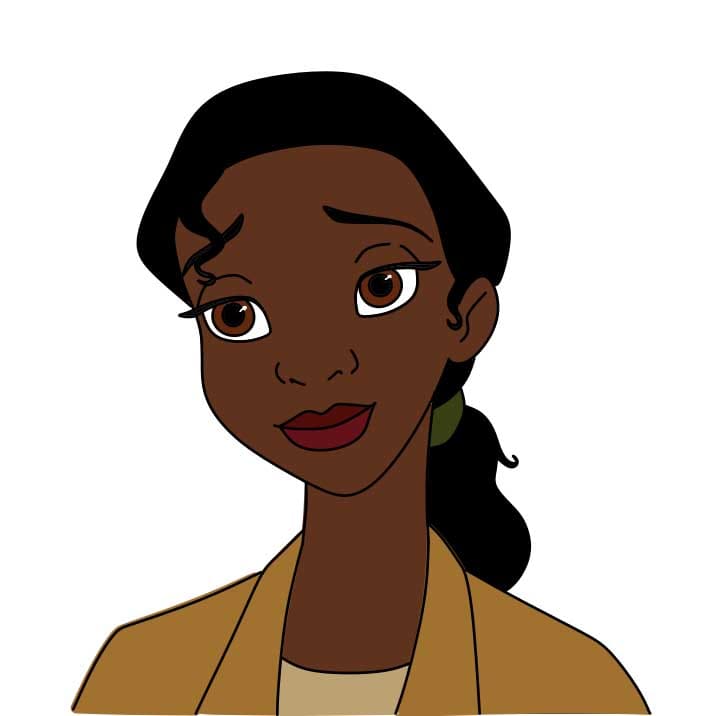 Hướng dẫn cách vẽ công chúa Tiana chi tiết từng bước cho bé - Bước 6