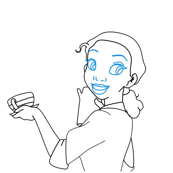 Hướng dẫn vẽ công chúa Tiana đơn giản dễ thương - Bước 5