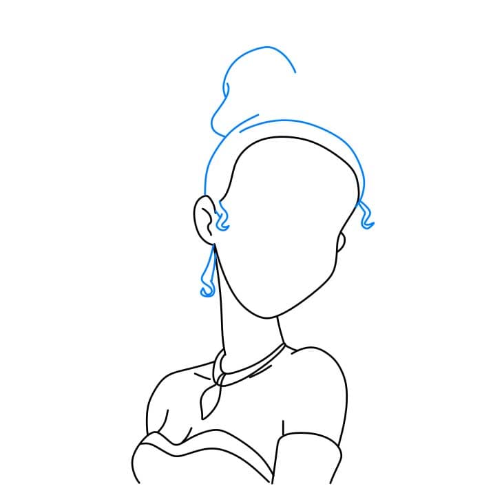 Hướng dẫn vẽ công chúa Tiana đang vui vẻ cho bé - Bước 4