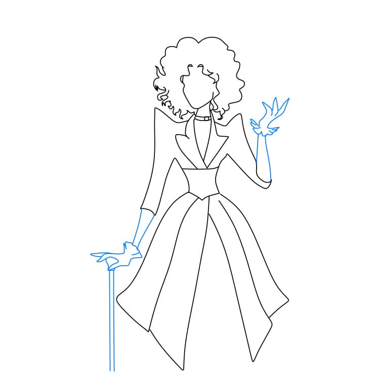 Hướng dẫn cách vẽ nhân vật Cruella de Vil đơn giản và đẹp cho bé - Bước 5